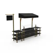 Mogogo - Modular 130" x 33.5" x 95.5" Black Marble / Brushed Brass Classic Cooling Station W/ Canopy - MGCMLA01MBBF