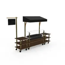 Mogogo - Modular 130" x 33.5" x 95.5" Mango Wood / Brushed Brass Classic Cooling Station W/ Canopy & Casters - MGCMLA01WBBW