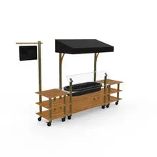 Mogogo - Modular 130" x 33.5" x 95.5" Bamboo / Brushed Brass Classic Cooling Station W/ Canopy & Casters - MGCMLA01BBBW