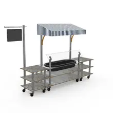 Mogogo - Modular 130" x 33.5" x 95.5" Grey Slate / Brushed Stainless Steel Classic Cooling Station W/ Canopy & Casters - MGCMLA01GSWW