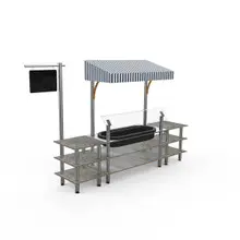 Mogogo - Modular 130" x 33.5" x 95.5" Grey Slate / Brushed Stainless Steel Classic Cooling Station W/ Canopy - MGCMLA01GSWF