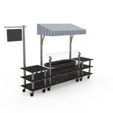 Mogogo - Modular 130" x 33.5" x 95.5" Black Marble / Brushed Stainless Steel Classic Cooling Station W/ Canopy & Casters - MGCMLA01MSWW