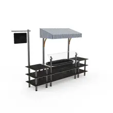 Mogogo - Modular 130" x 33.5" x 95.5" Black Marble / Brushed Stainless Steel Classic Cooling Station W/ Canopy - MGCMLA01MSWF