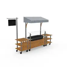 Mogogo - Modular 130" x 33.5" x 95.5" Bamboo / Brushed Stainless Steel Classic Cooling Station W/ Canopy & Casters - MGCMLA01BSWW