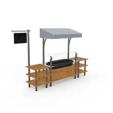 Mogogo - Modular 130" x 33.5" x 95.5" Bamboo / Brushed Stainless Steel Classic Cooling Station W/ Canopy - MGCMLA01BSWF