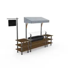 Mogogo - Modular 130" x 33.5" x 95.5" Mango Wood / Brushed Stainless Steel Classic Cooling Station W/ Canopy - MGCMLA01WSWF