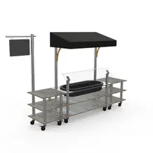Mogogo - Modular 130" x 33.5" x 95.5" Grey Slate / Brushed Stainless Steel Classic Cooling Station W/ Canopy & Casters - MGCMLA01GSBW