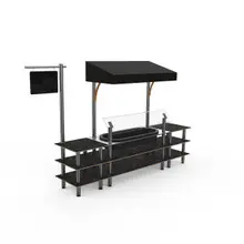 Mogogo - Modular 130" x 33.5" x 95.5" Black Marble / Brushed Stainless Steel Classic Cooling Station W/ Canopy - MGCMLA01MSBF