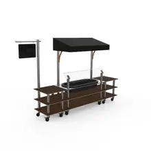 Mogogo - Modular 130" x 33.5" x 95.5" Mango Wood / Brushed Stainless Steel Classic Cooling Station W/ Canopy & Casters - MGCMLA01WSBW