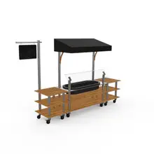 Mogogo - Modular 130" x 33.5" x 95.5" Bamboo / Brushed Stainless Steel Classic Cooling Station W/ Canopy & Casters - MGCMLA01BSBW