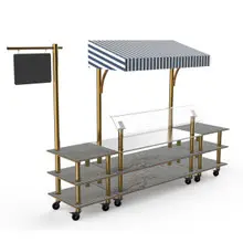 Mogogo - Modular 130" x 33" x 95" Grey Slate / Brushed Brass Classic Canopy Station W/ Casters - MGCMLA04GBWW