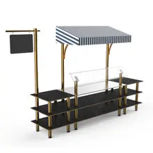 Mogogo - Modular 130" x 33" x 95" Black Marble / Brushed Brass Classic Canopy Station - MGCMLA04MBWF