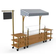Mogogo - Modular 130" x 33" x 95" Bamboo / Brushed Brass Classic Canopy Station W/ Casters - MGCMLA04BBWW