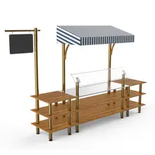 Mogogo - Modular 130" x 33" x 95" Bamboo / Brushed Brass Classic Canopy Station - MGCMLA04BBWF