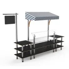 Mogogo - Modular 130" x 33" x 95" Black Marble / Brushed Stainless Steel Classic Canopy Station - MGCMLA04MSWF
