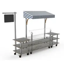 Mogogo - Modular 130" x 33" x 95" Grey Slate / Brushed Stainless Steel Classic Canopy Station W/ Casters - MGCMLA04GSWW