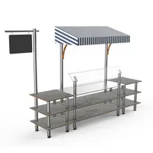 Mogogo - Modular 130" x 33" x 95" Grey Slate / Brushed Stainless Steel Classic Canopy Station - MGCMLA04GSWF
