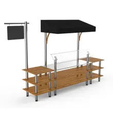 Mogogo - Modular 130" x 33" x 95" Bamboo / Brushed Stainless Steel Classic Canopy Station - MGCMLA04BSBF