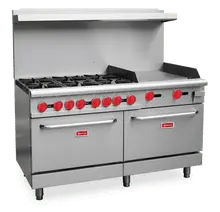 Omcan -  60" Liquid Propane Range w/ 6 Burners, Griddle & 2 Ovens - 46128