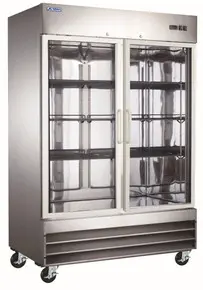 Omcan - 54" Aurora Reach-In Stainless Steel Refrigerator w/ 2 Glass Doors - 59126