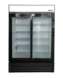 Omcan - 47" Black Refrigerator w/ 2 Sliding Glass Doors - 48664