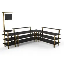 Mogogo - Modular 130" x 100" x 95.5" Black Marble / Brushed Brass Breakfast Corner Station - MGCMLB14MBXF