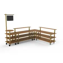 Mogogo - Modular 130" x 100" x 95.5" Bamboo / Brushed Brass Breakfast Corner Station W/ Casters - MGCMLB14BBXW