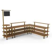 Mogogo - Modular 130" x 100" x 95.5" Bamboo / Brushed Brass Breakfast Corner Station - MGCMLB14BBXF