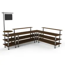 Mogogo - Modular 130" x 100" x 95.5" Mango Wood / Brushed Brass Breakfast Corner Station - MGCMLB14WSXF