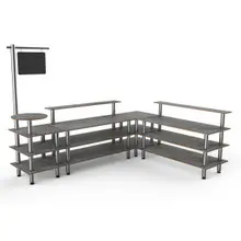 Mogogo - Modular 130" x 100" x 95.5" Grey Slate / Brushed Stainless Steel Breakfast Corner Station - MGCMLB14GSXF