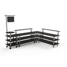 Mogogo - Modular 130" x 100" x 95.5" Black Marble / Brushed Stainless Steel Breakfast Corner Station W/ Casters - MGCMLB14MSXW