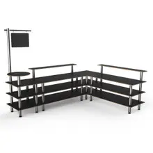 Mogogo - Modular 130" x 100" x 95.5" Black Marble / Brushed Stainless Steel Breakfast Corner Station - MGCMLB14MSXF