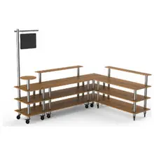 Mogogo - Modular 130" x 100" x 95.5" Bamboo / Brushed Stainless Steel Breakfast Corner Station W/ Casters - MGCMLB14BSXW