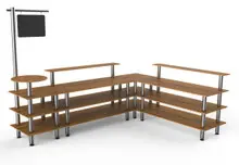 Mogogo - Modular 130" x 100" x 95.5" Bamboo / Brushed Stainless Steel Breakfast Corner Station - MGCMLB14BSXF