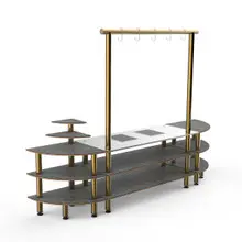 Mogogo - Modular 130" x 29.5" x 96" Grey Slate / Brushed Brass Streamline Arch Induction Station - MGCMLD05GBXF