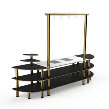 Mogogo - Modular 130" x 29.5" x 96" Black Marble / Brushed Brass Streamline Arch Induction Station - MGCMLD05MBXF