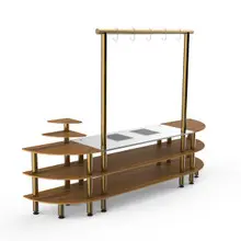 Mogogo - Modular 130" x 29.5" x 96" Bamboo / Brushed Brass Streamline Arch Induction Station - MGCMLD05BBXF