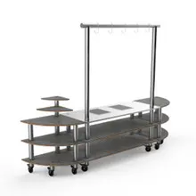 Mogogo - Modular 130" x 29.5" x 96" Grey Slate / Brushed Stainless Steel Streamline Arch Induction Station W/ Casters - MGCMLD05GSXW