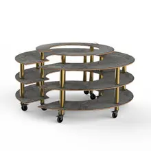 Mogogo - Modular 81.5" x 41" Grey Slate / Brushed Brass Round Market W/ Casters - MGCMSB01GBXW