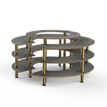 Mogogo - Modular 81.5" x 41" Grey Slate / Brushed Brass Round Market - MGCMSB01GBXF
