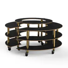 Mogogo - Modular 81.5" x 41" Black Marble / Brushed Brass Round Market W/ Casters - MGCMSB01MBXW