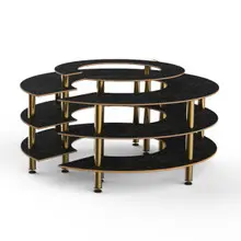 Mogogo - Modular 81.5" x 41" Black Marble / Brushed Brass Round Market - MGCMSB01MBXF