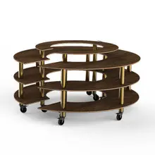 Mogogo - Modular 81.5" x 41" Mango Wood / Brushed Brass Round Market W/ Casters - MGCMSB01WBXW