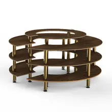 Mogogo - Modular 81.5" x 41" Mango Wood / Brushed Brass Round Market - MGCMSB01WBXF