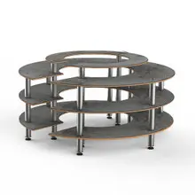 Mogogo - Modular 81.5" x 41" Grey Slate / Brushed Stainless Steel Round Market - MGCMSB01GSXF