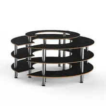 Mogogo - Modular 81.5" x 41" Black Marble / Brushed Stainless Steel Round Market - MGCMSB01MSXF