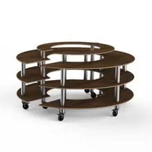 Mogogo - Modular 81.5" x 41" Mango Wood / Brushed Stainless Steel Round Market W/ Casters - MGCMSB01WSXW