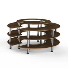 Mogogo - Modular 81.5" x 41" Mango Wood / Brushed Stainless Steel Round Market - MGCMSB01WSXF