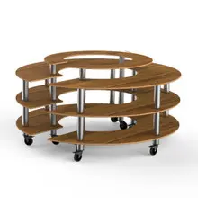 Mogogo - Modular 81.5" x 41" Bamboo / Brushed Stainless Steel Round Market W/ Casters - MGCMSB01BSXW