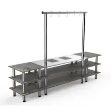 Mogogo - Modular 130" x 29.5" x 95.5" Grey Slate / Brushed Stainless Steel Large Arch Induction Station - MGCMLD02GSXF